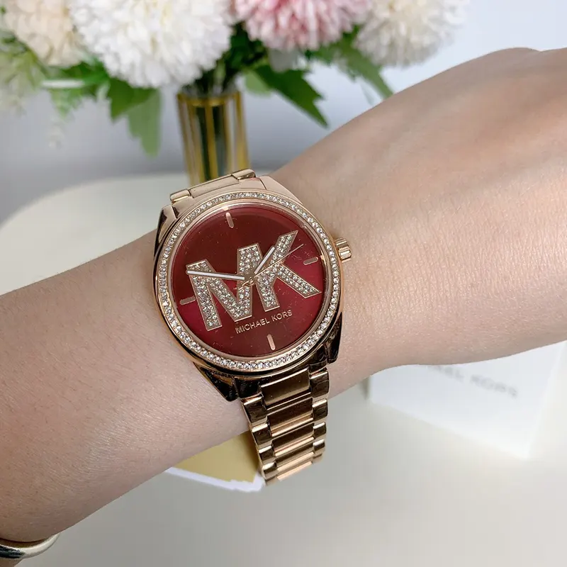Michael Kors Stylish Janelle Red Dial Ladies Watch- MK7382